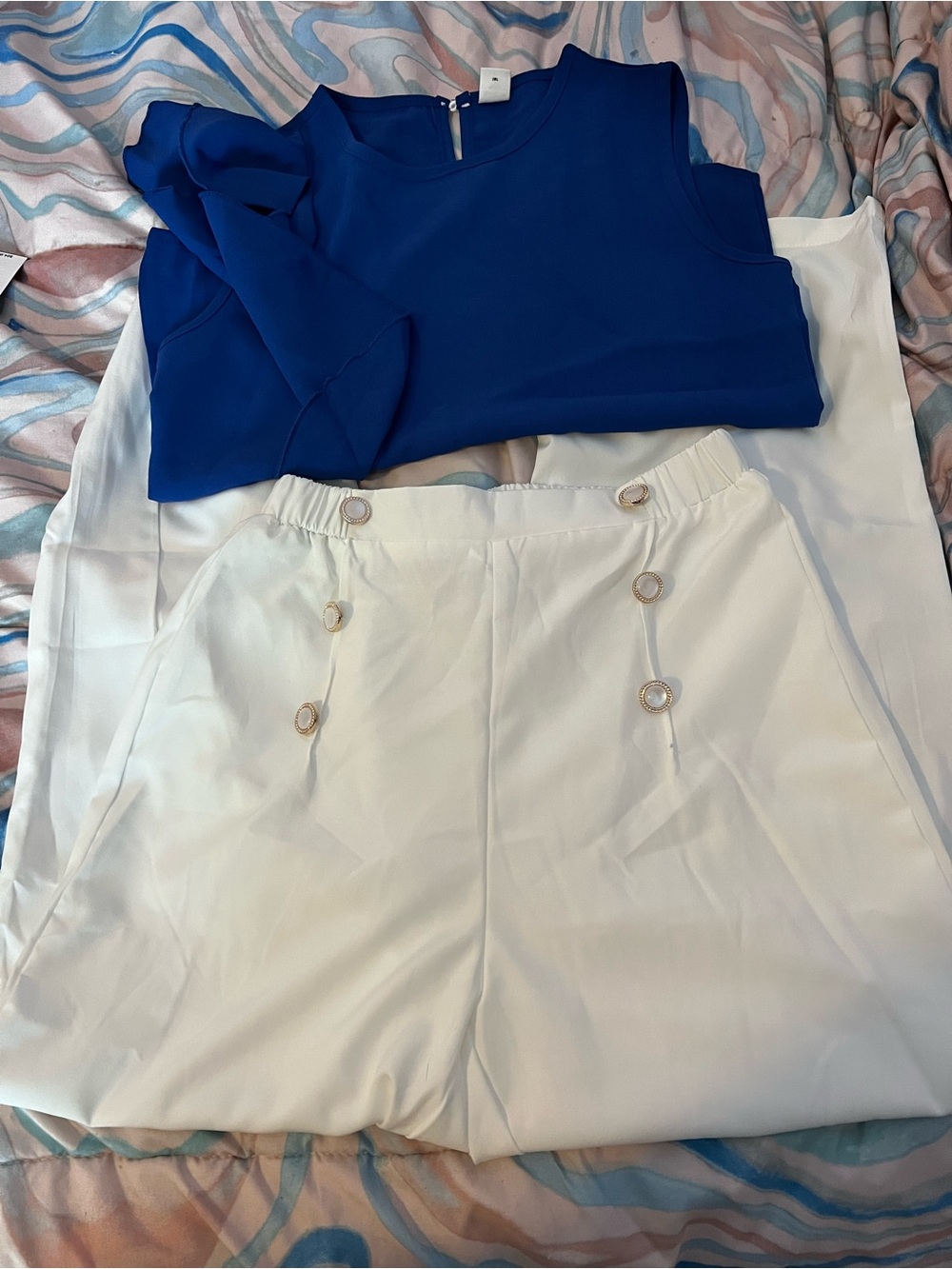 SHEIN Royal Blue Crewneck Blouse
